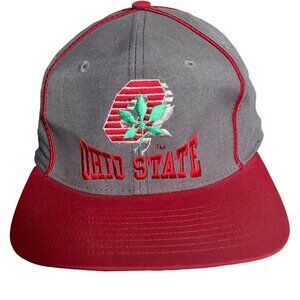 Vintage Ohio State Buckeyes Snapback Hat Front Row Rare Design Gray Red